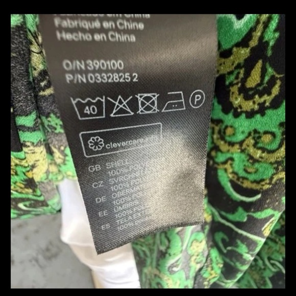 H&M Green and black Print Blouse 3/4 sleeve top Back zipper Size 10 - Picture 7 of 14